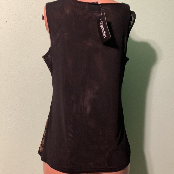 OBJECTS DART WOMENS Black Gold SLEEVELESS Tank Embroidery Flowers Large NewTag - Picture 3 of 8